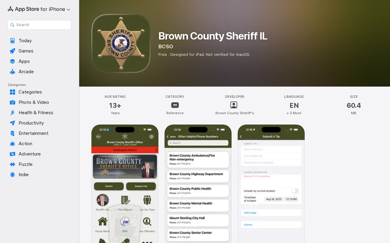 Brown County release records and Sheriff app features